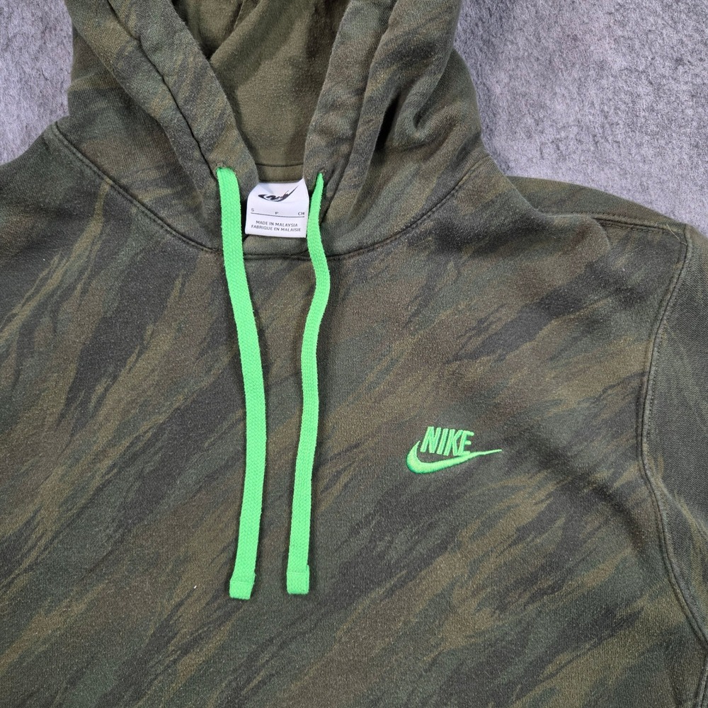 Nike Hoodie Mens Small Olive Green Camo Tiger Stripe Fleece Sweatshirt - Picture 4 of 9